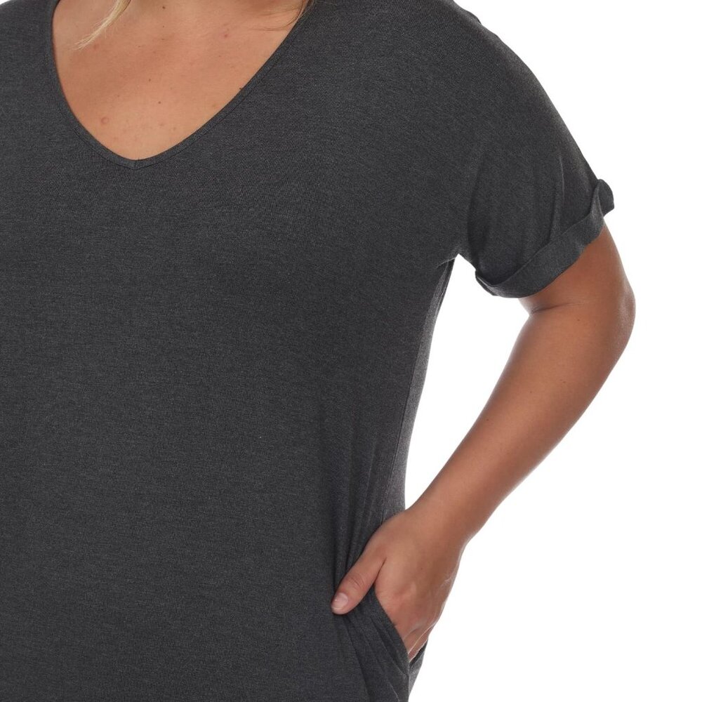 NWT White Mark Womens Plus Size Short Sleeve V-Neck Maxi Dress Charcoal Gray 1X - Picture 5 of 9